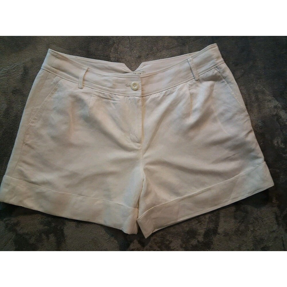 White House Black Market Shorts Women   Sz 10 White Linen Blend Lined 5”Inseam